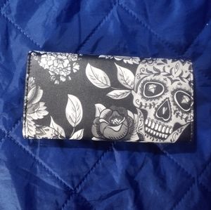 Sugar skull leather wallet